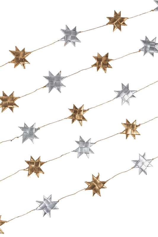 Garland stars palm leaf 1.75Dx14ft gold/silver