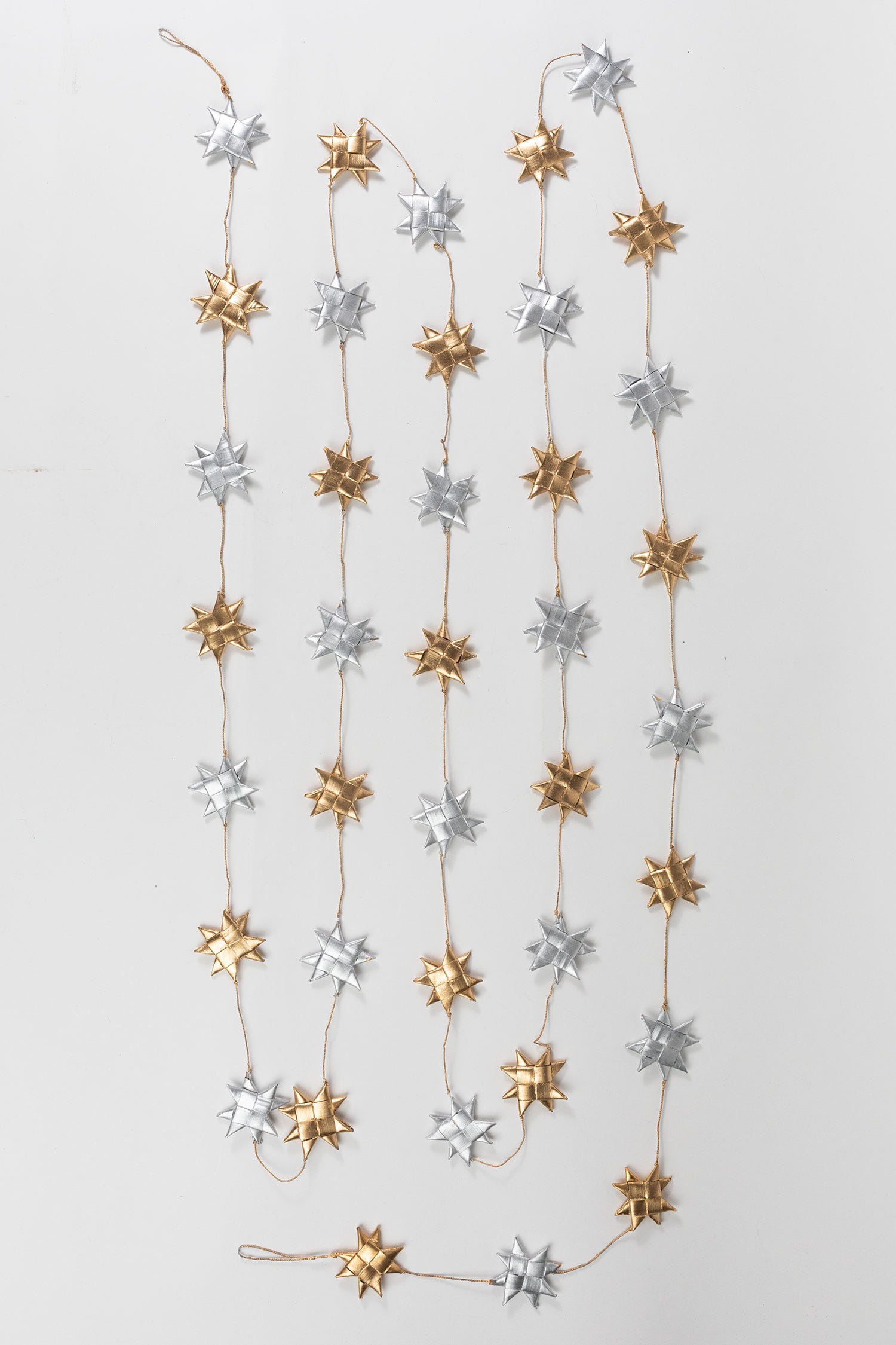 Garland stars palm leaf 1.75Dx14ft gold/silver