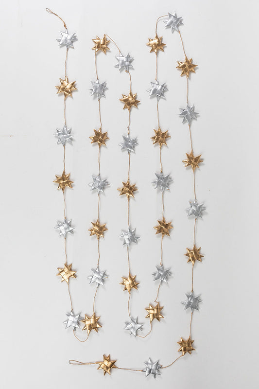 Garland stars palm leaf 1.75Dx14ft gold/silver