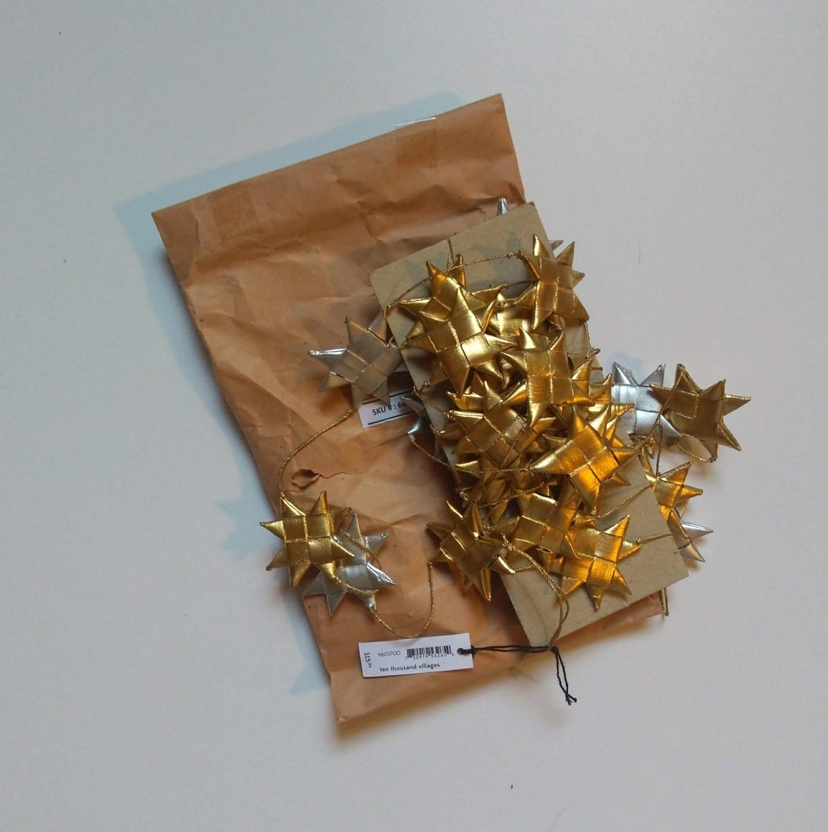 Garland stars palm leaf 1.75Dx14ft gold/silver