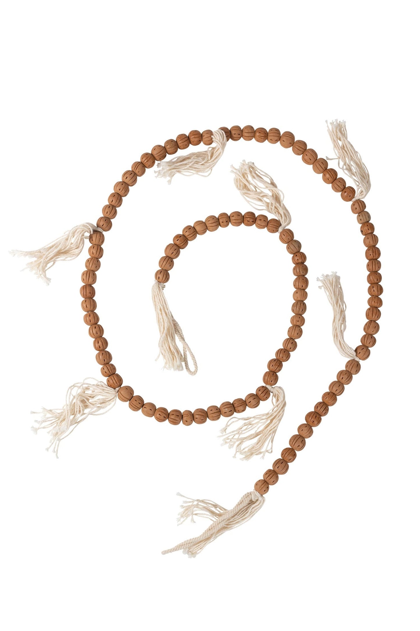 Garland tassels/beads t-cotta/cttn 60L t-cotta/wht