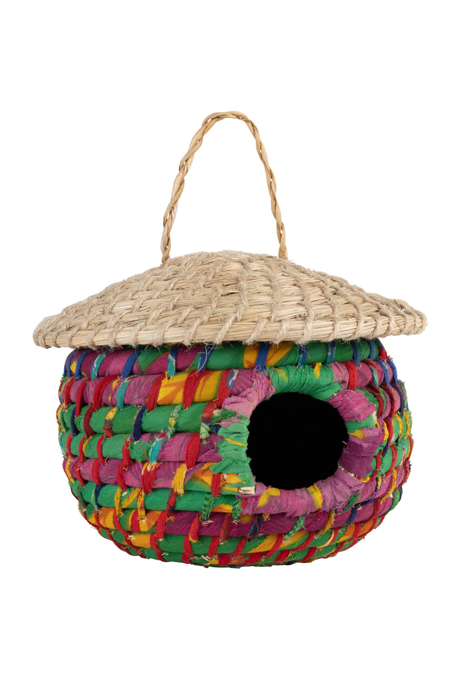 Birdhouse acorn shape sari/k-grass 8Dx7H tan/asst