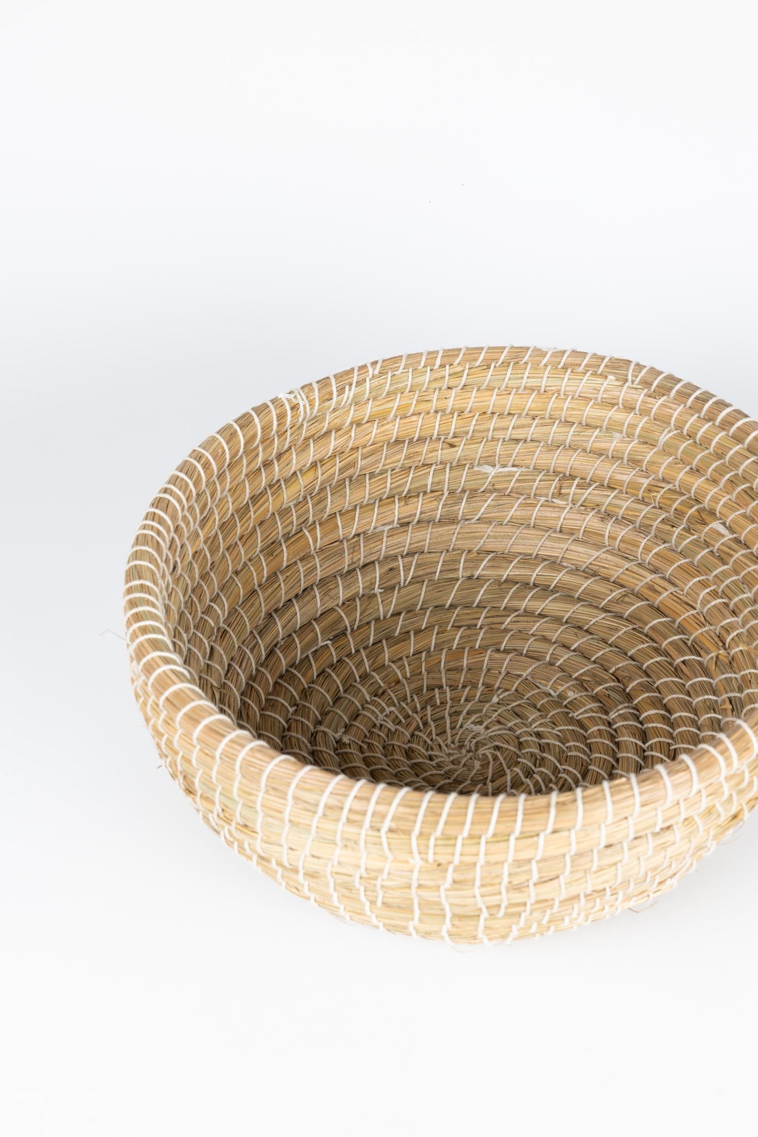 Basket bowl cotton wrap kaisa grass 14Dx6H natural