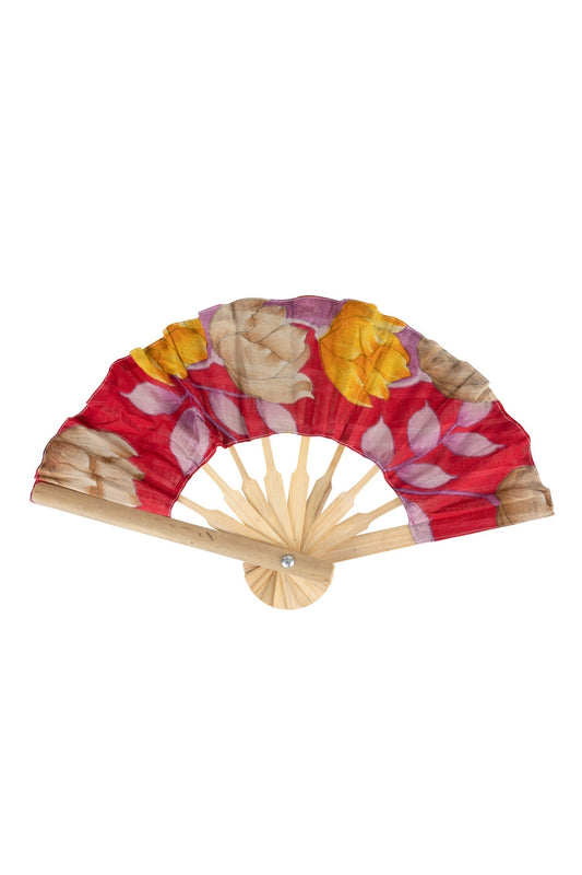 Fan folding sari/bamboo 15Wx9H tan/asst