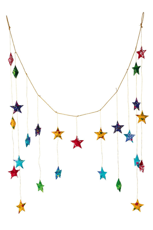 Valance, Upcycled Sari Stars