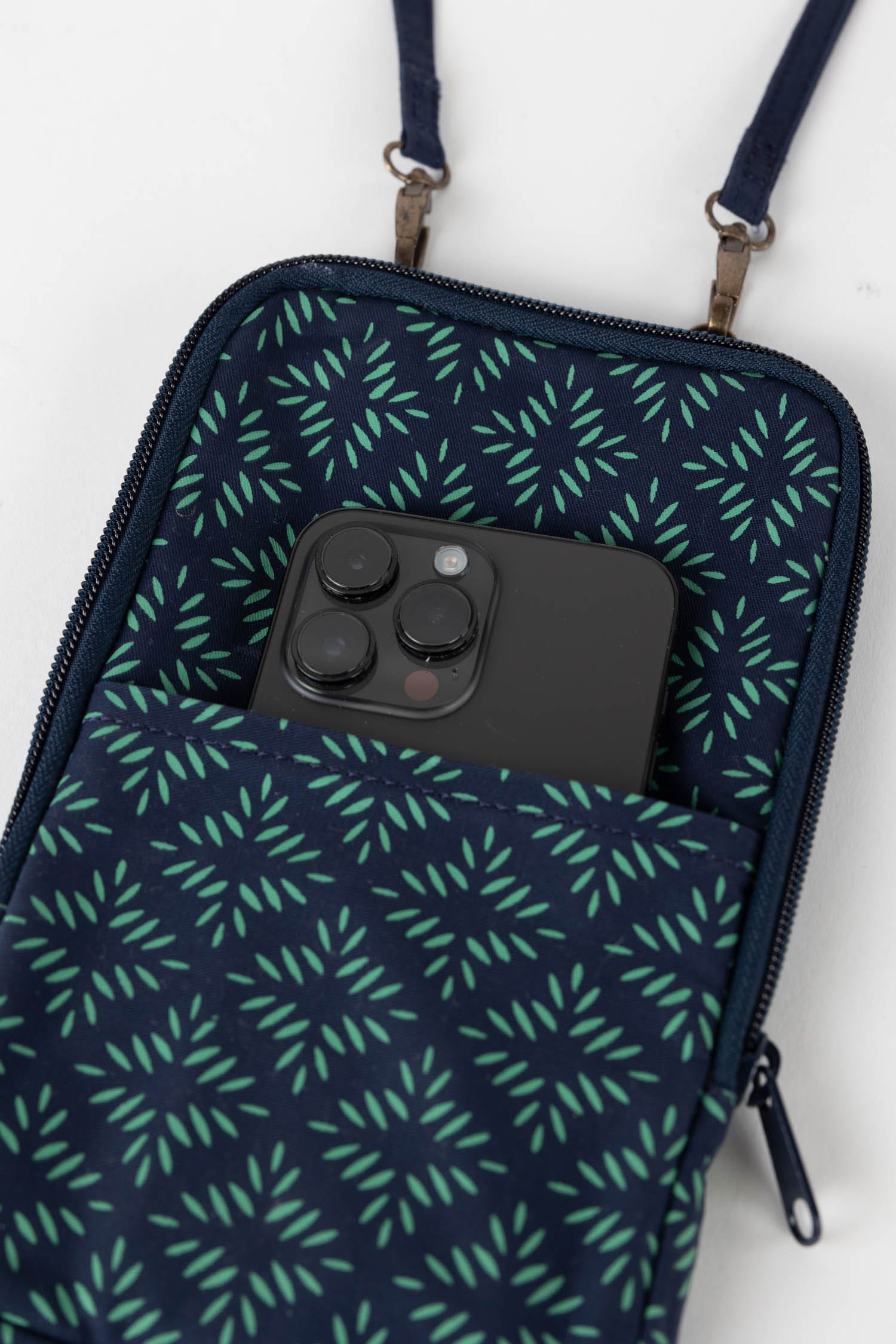 Bag festive cross body dnmds cttn 5Wx9H navy/teal