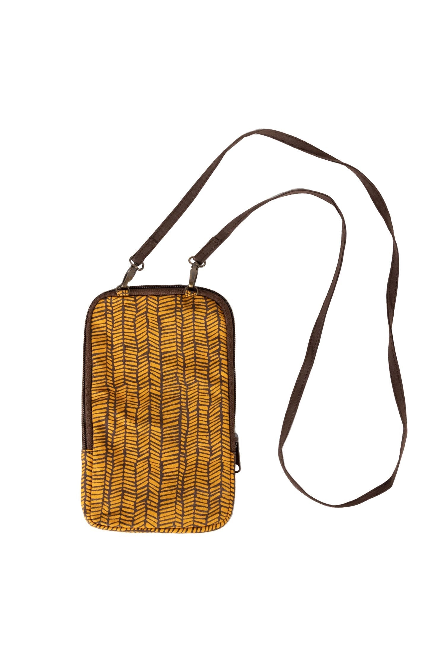 Bag festive cross body herrbn cttn 5Wx9H yel/brn