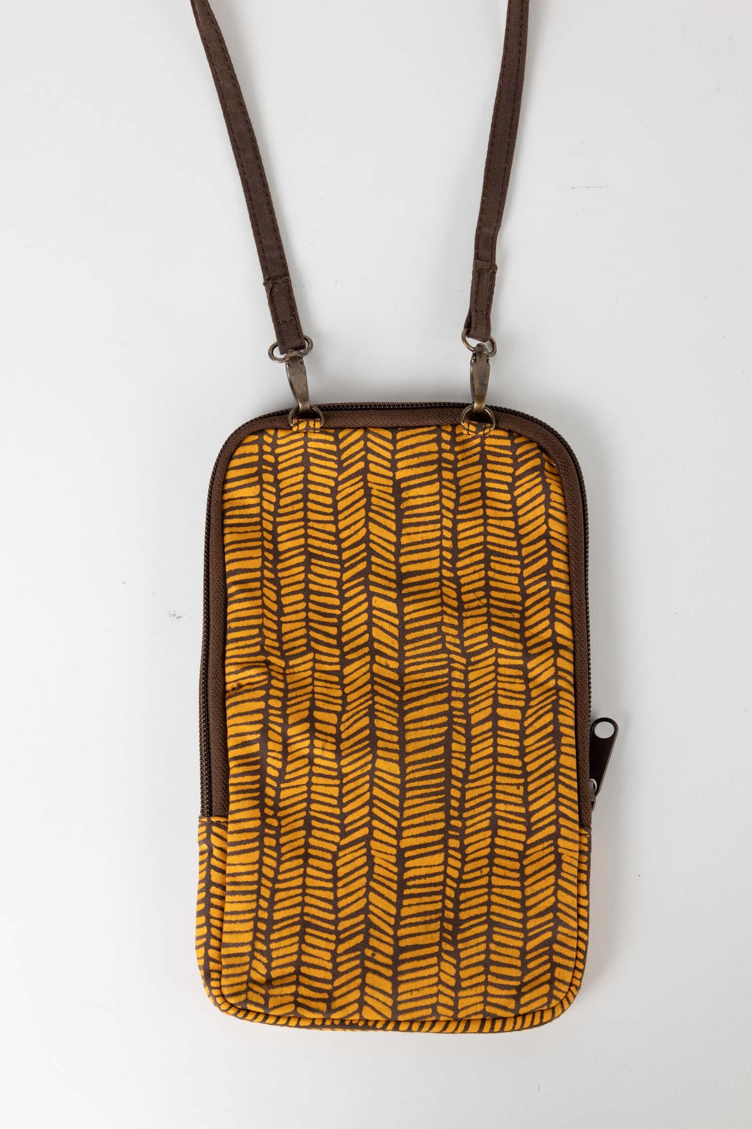 Bag festive cross body herrbn cttn 5Wx9H yel/brn