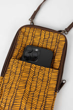 Bag festive cross body herrbn cttn 5Wx9H yel/brn