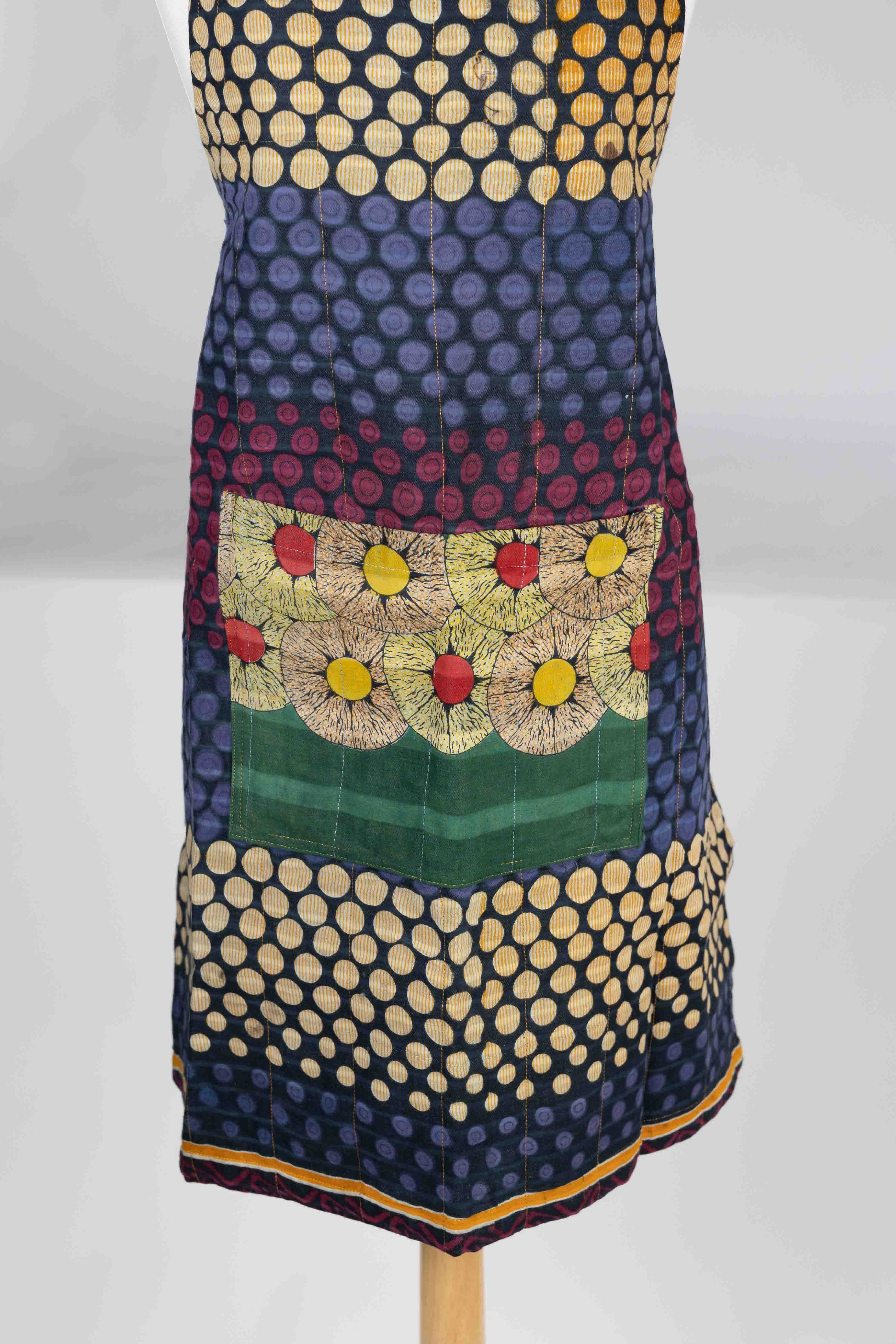 Apron reversible w/pockets sari/denim 34Lx28W asst