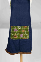 Apron reversible w/pockets sari/denim 34Lx28W asst
