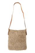 Bag shoulder crochet jute/leather 12.5D nat/brn