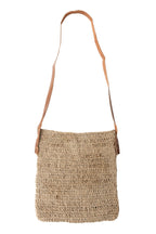 Bag shoulder crochet jute/leather 12.5D nat/brn