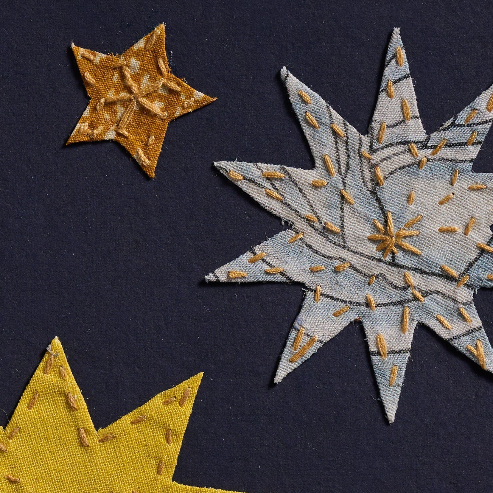 Card kantha stars M/3 ppr/sari 5.5sq navy/multi
