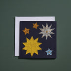 Card kantha stars M/3 ppr/sari 5.5sq navy/multi