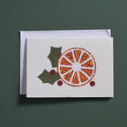 Card orange b-print M/3 paper 7x5 orng/grn/red