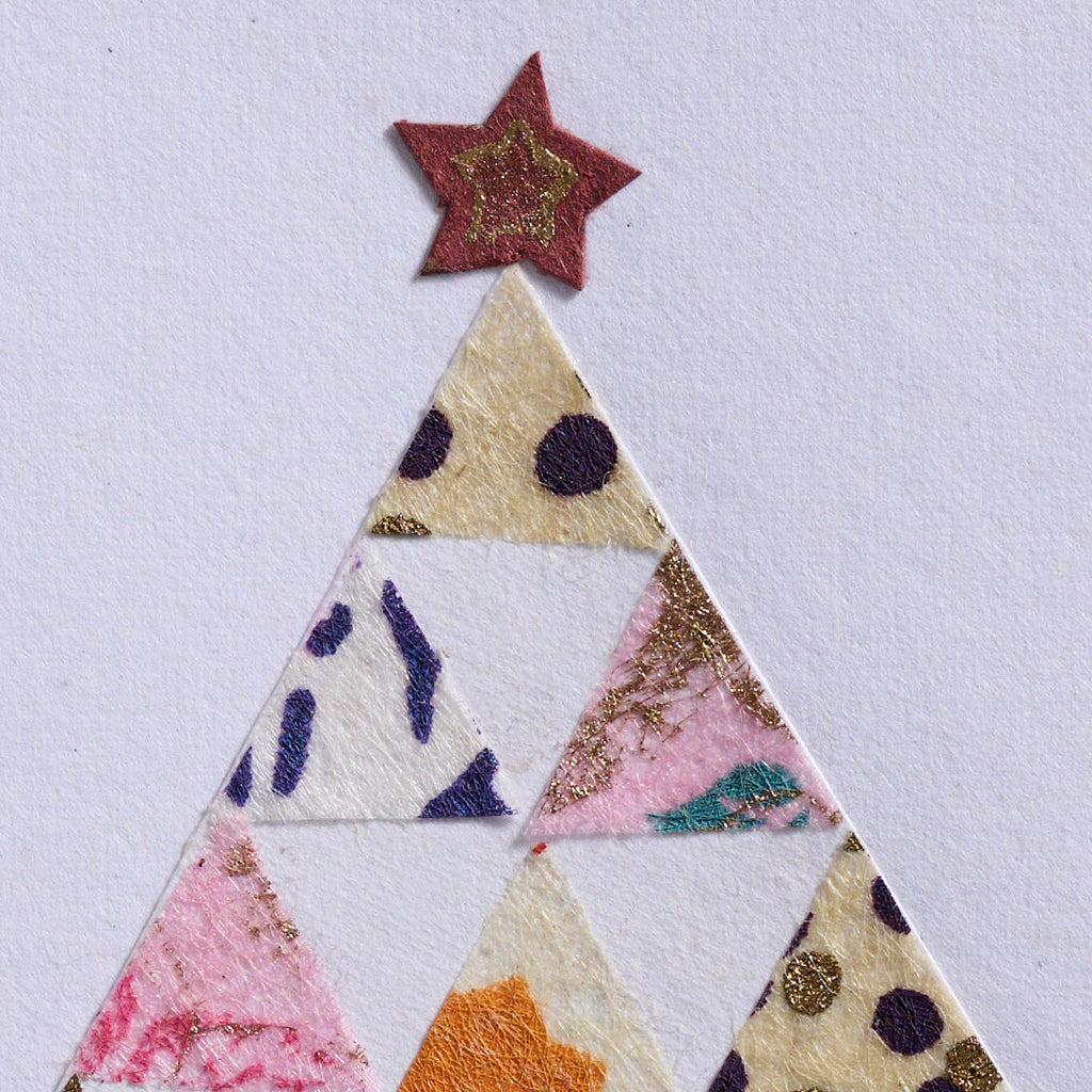 Card tree of triangles M/3 paper 5.5sq white/multi