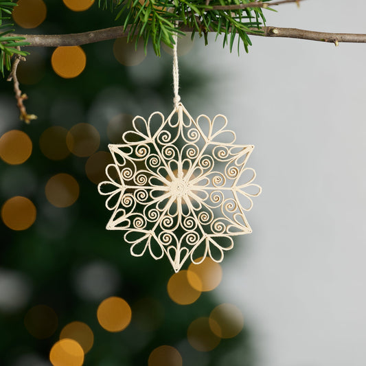 Ornament snowflake M/5 paper 4D ivory