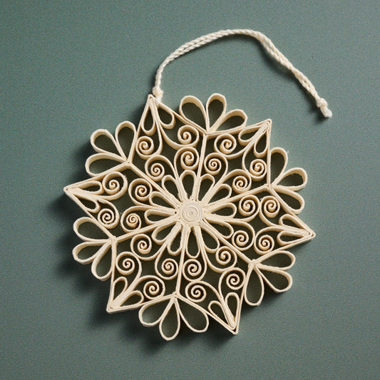 Ornament snowflake M/5 paper 4D ivory
