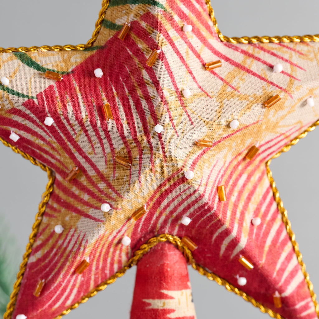 Tree topper 3D star paper/sari 6Wx10.5 asst/gold
