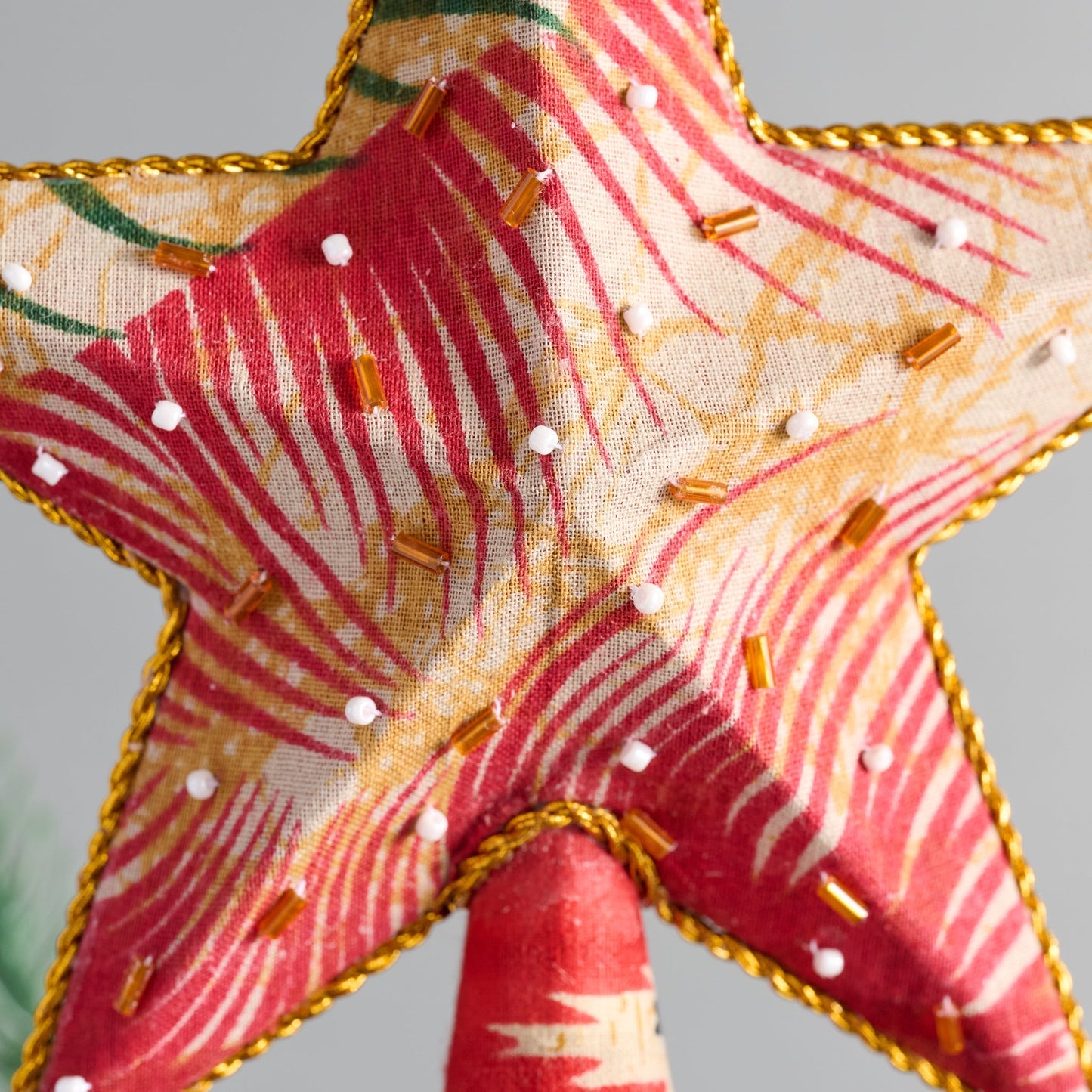 Tree topper 3D star paper/sari 6Wx10.5 asst/gold