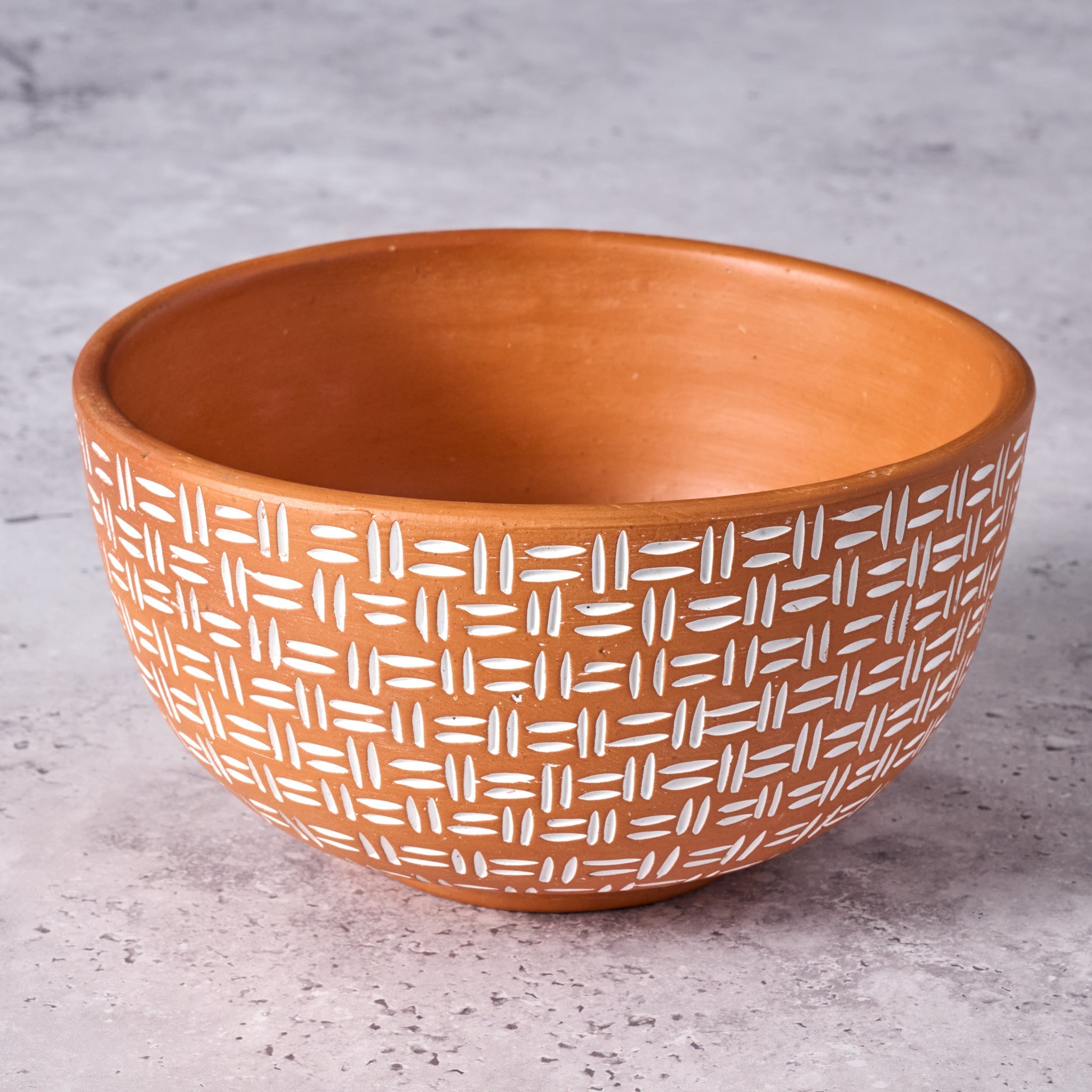 Lattice Lines Terracotta Bowl - Ten Thousand Villages