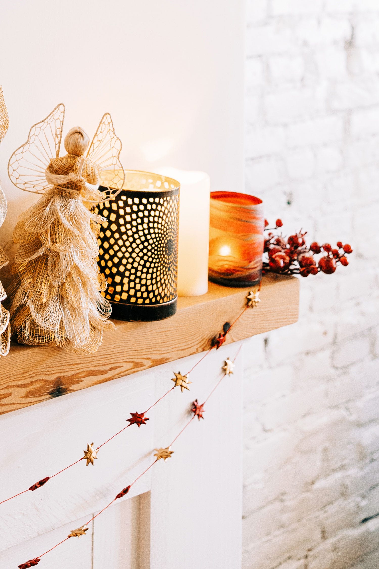 Garland stars M/3 p-lf 14FT red/gold