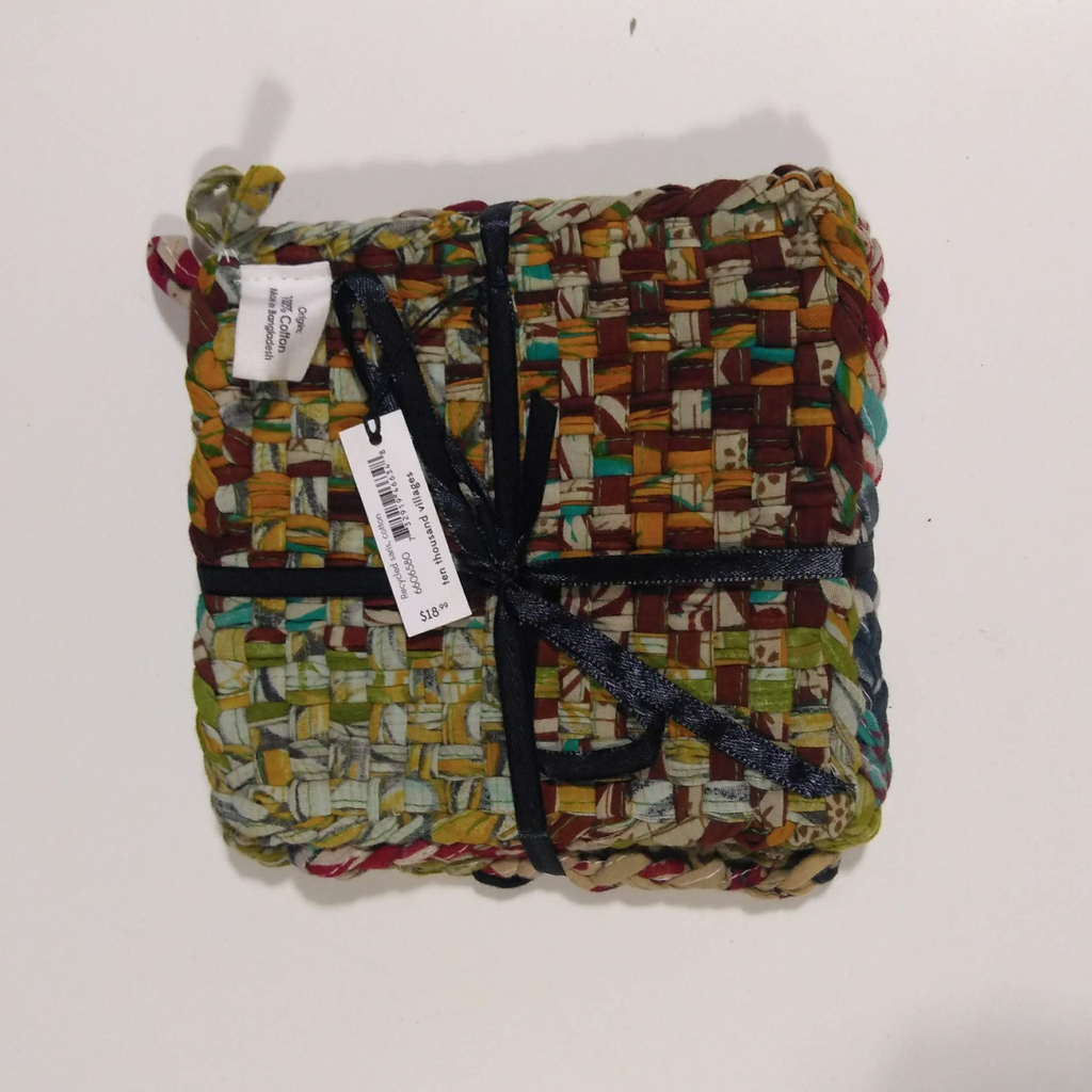 Hot mats s/3 recyc sari 6sq asst