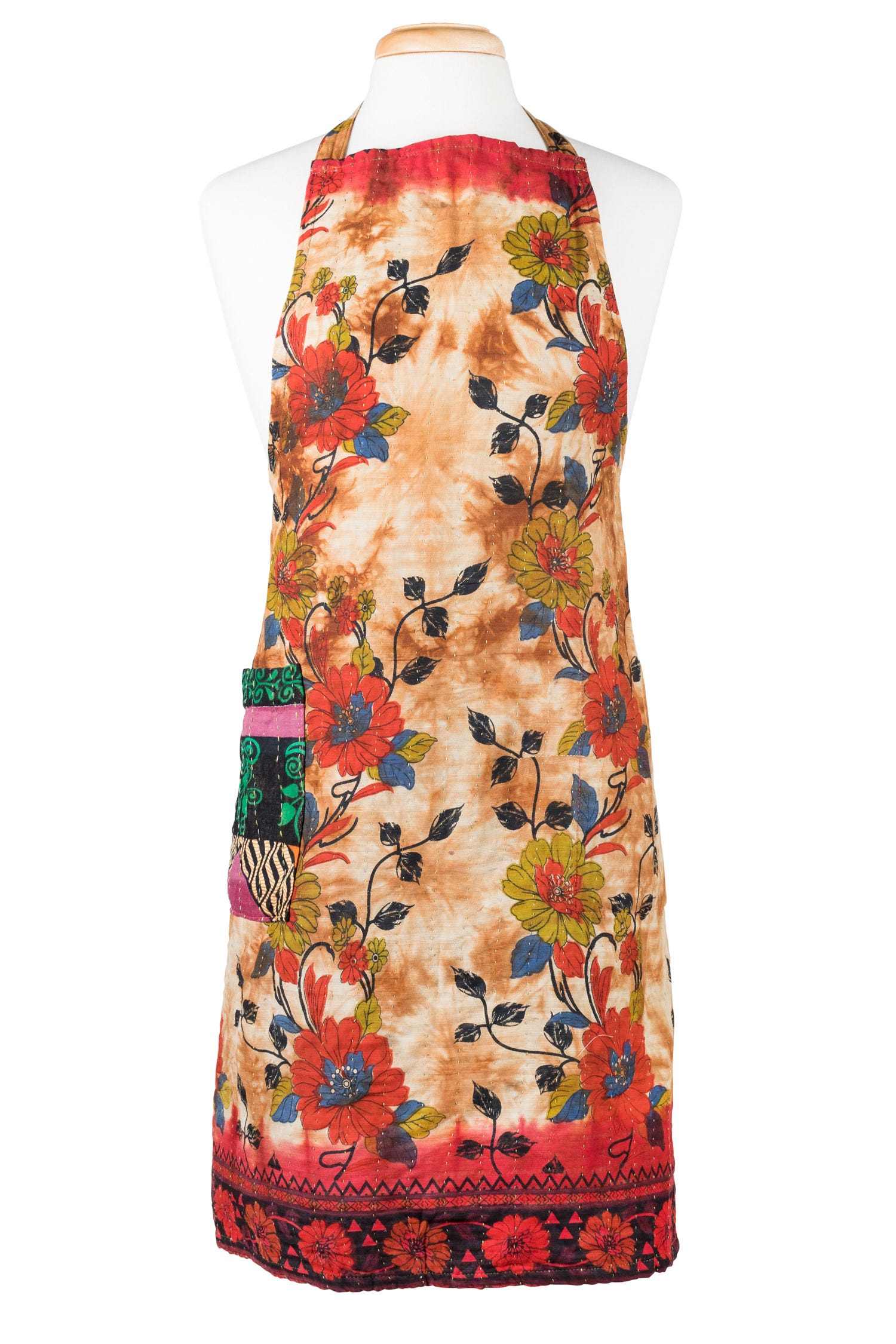 Apron reversible w/pockets asst sari 36L