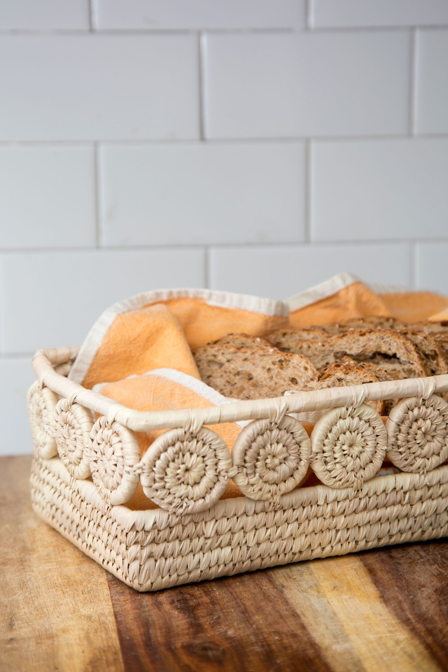 Basket f/bread palm leaf 11x6 nat