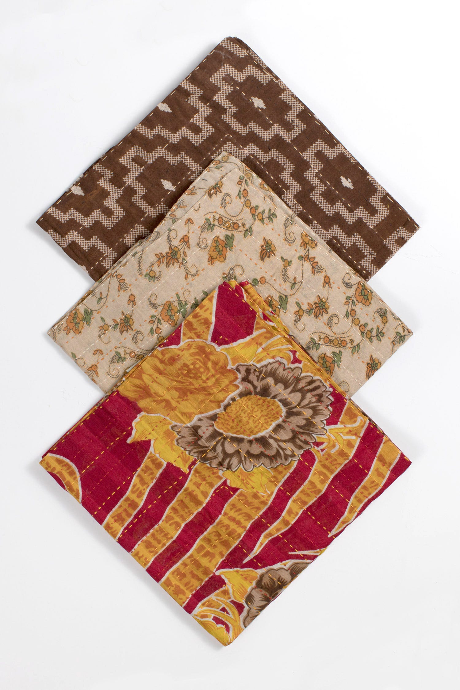 Napkin stitched sari M/4 cotton 18sq asst