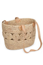 Basket shopping leather strap 14x9 natural