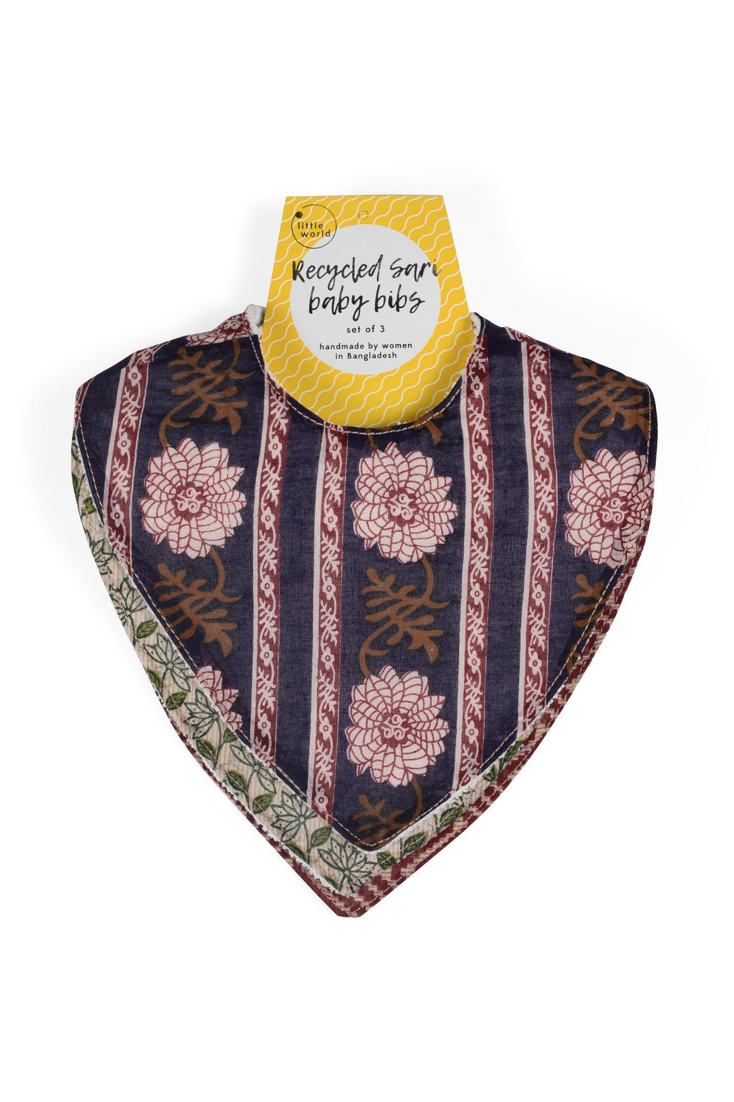 Bibs set/3 sari/terry cloth 7L white/asst