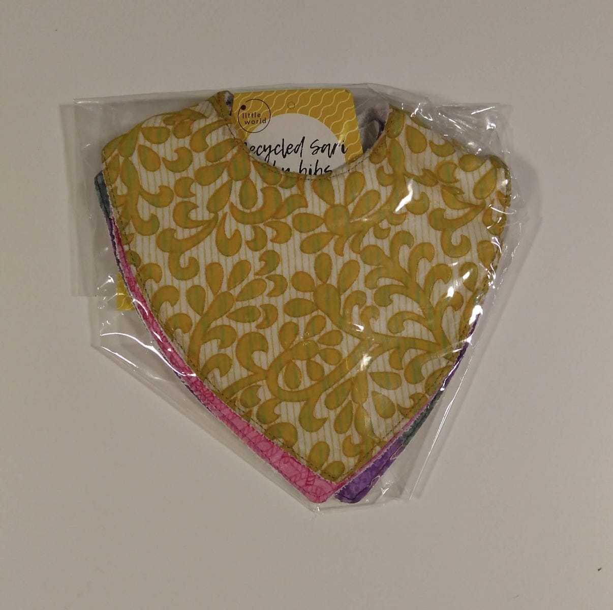 Bibs set/3 sari/terry cloth 7L white/asst