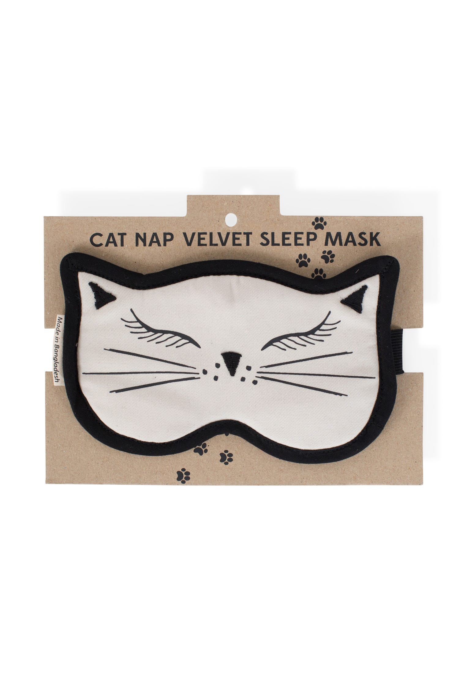 Sleep mask Cat Nap cotton/velvet 7Wx4 white/black