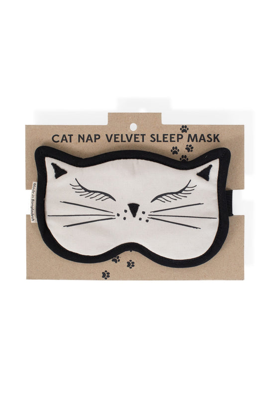 Sleep mask Cat Nap cotton/velvet 7Wx4 white/black