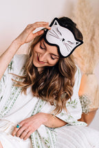 Sleep mask Cat Nap cotton/velvet 7Wx4 white/black