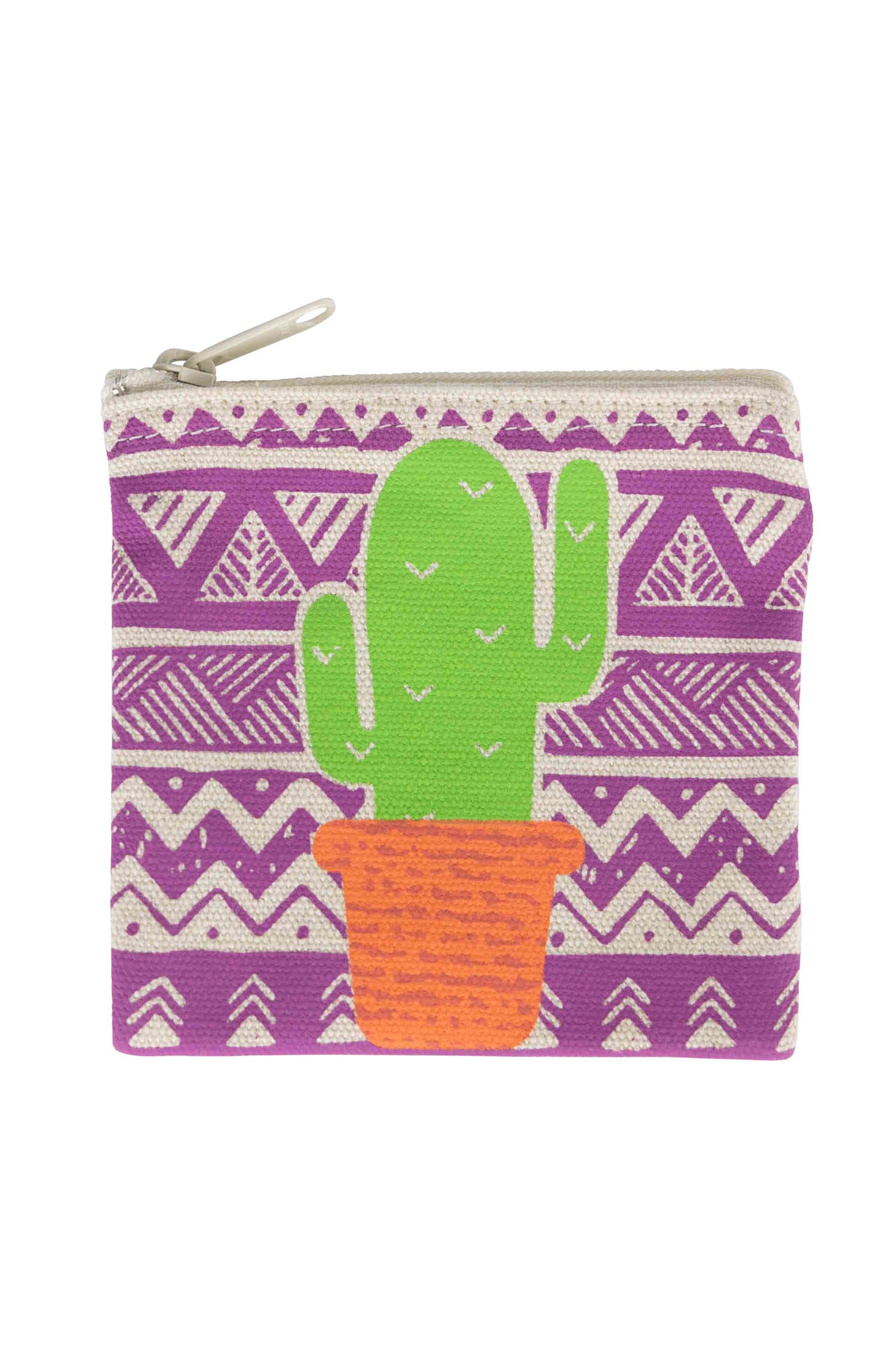 Coin purse cactus M/3 cotton 4x4 grn/prpl/orng