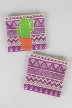 Coin purse cactus M/3 cotton 4x4 grn/prpl/orng