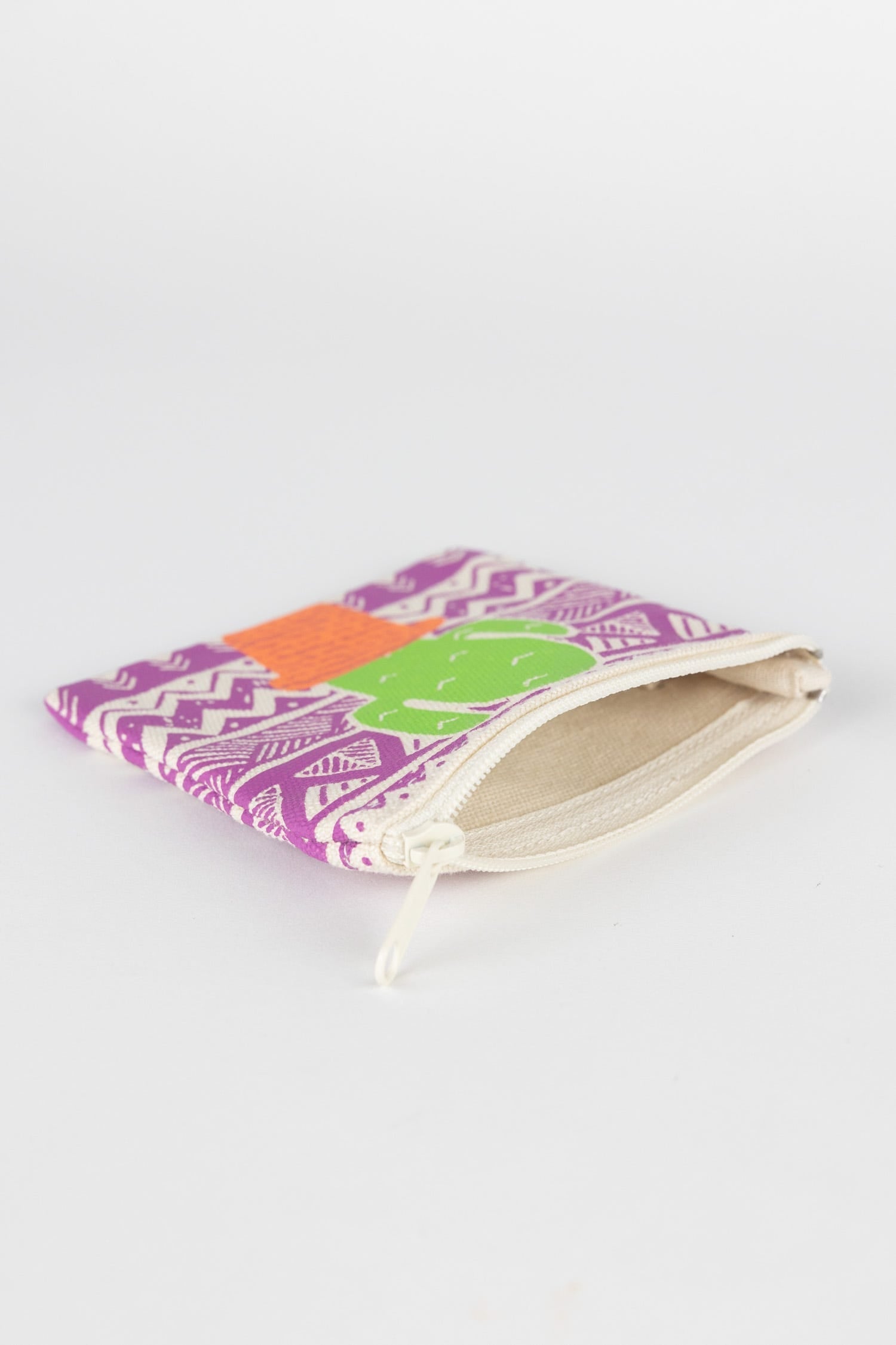 Coin purse cactus M/3 cotton 4x4 grn/prpl/orng