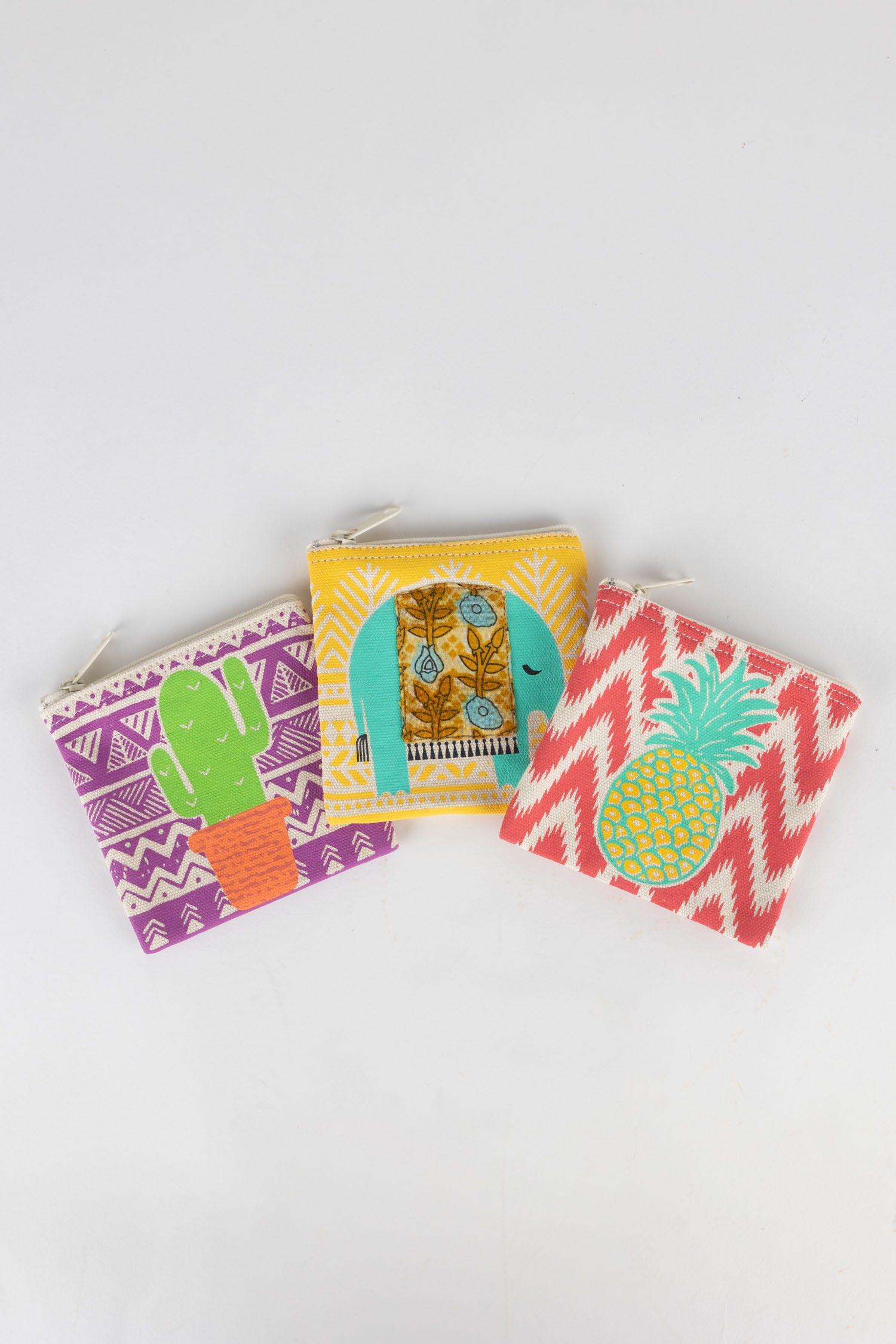 Coin purse cactus M/3 cotton 4x4 grn/prpl/orng