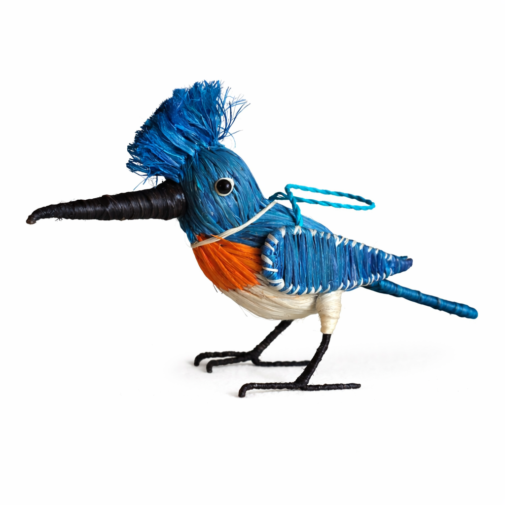 KINGFISHER WOVEN BIRD FAIR-TRADE CHRISTMAS TREE ORNAMENT - WOVEN BY PERUVIAN AMAZON ARTISAN