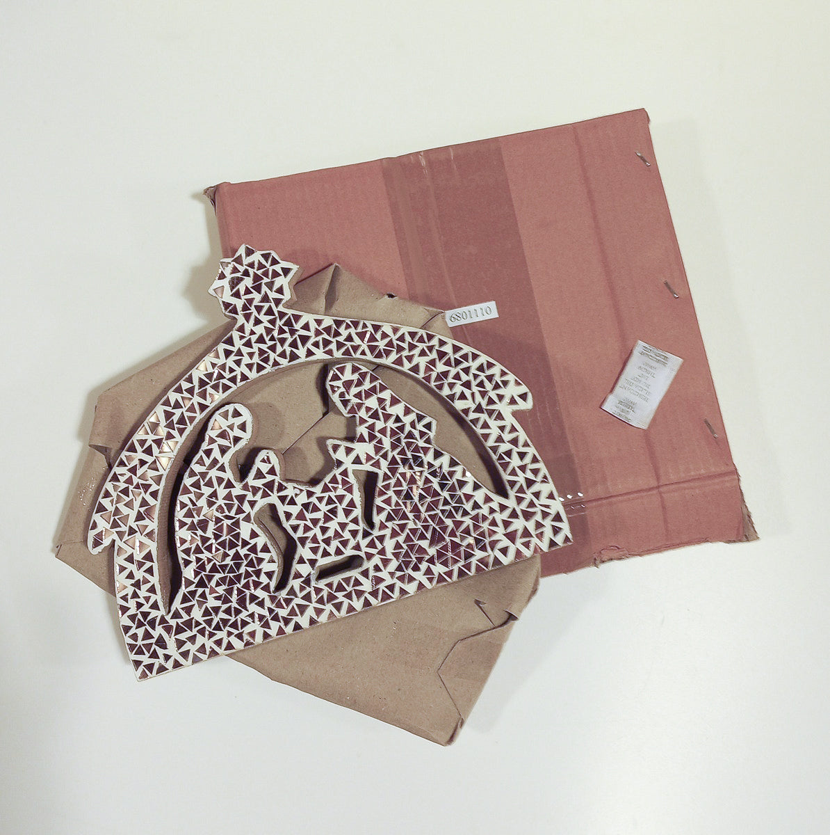 Nativity mosaic MDF/glass chips 10Wx8H white/brown