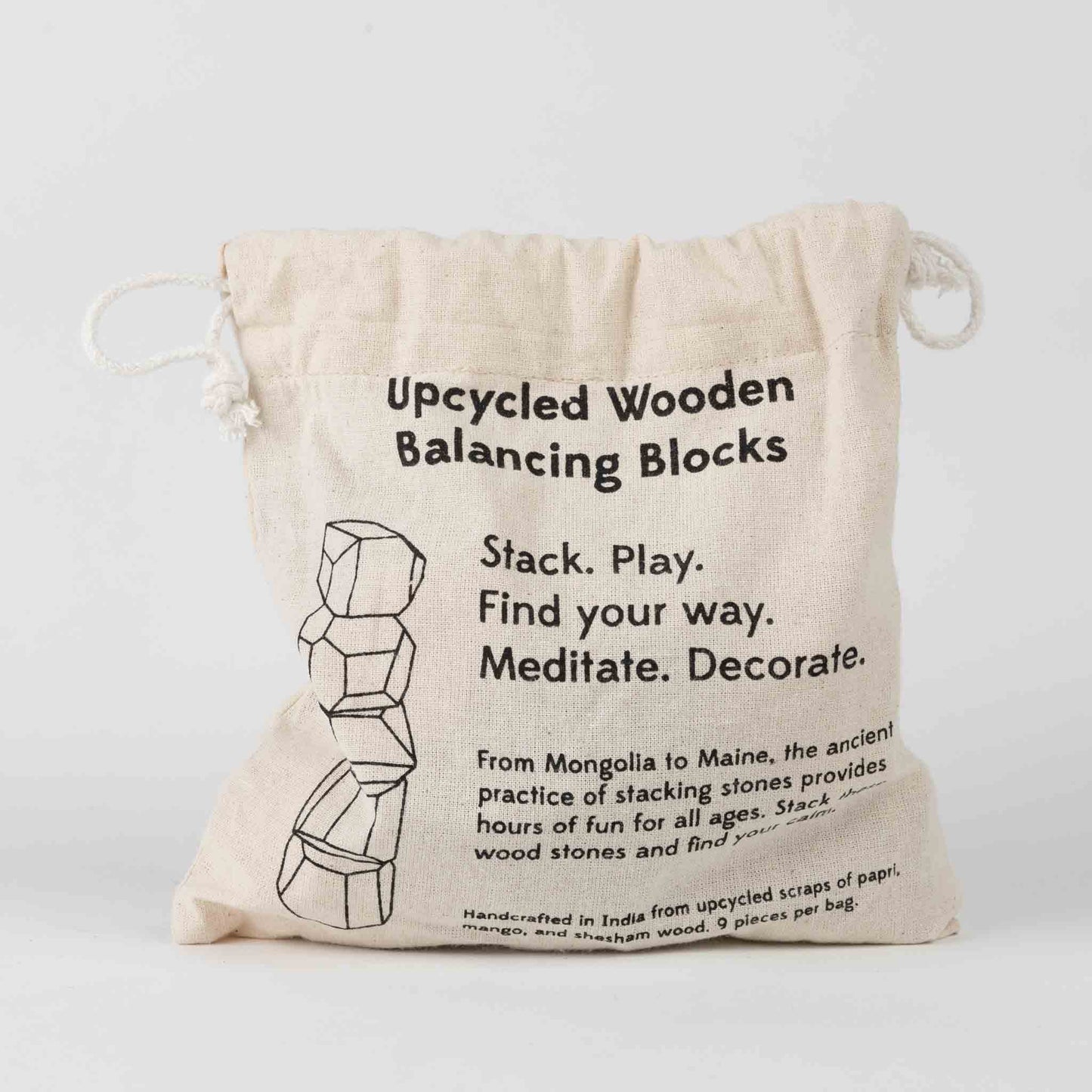 Upcycled Wood Stacking Stones - Set of 9 - Default Title (6801130)