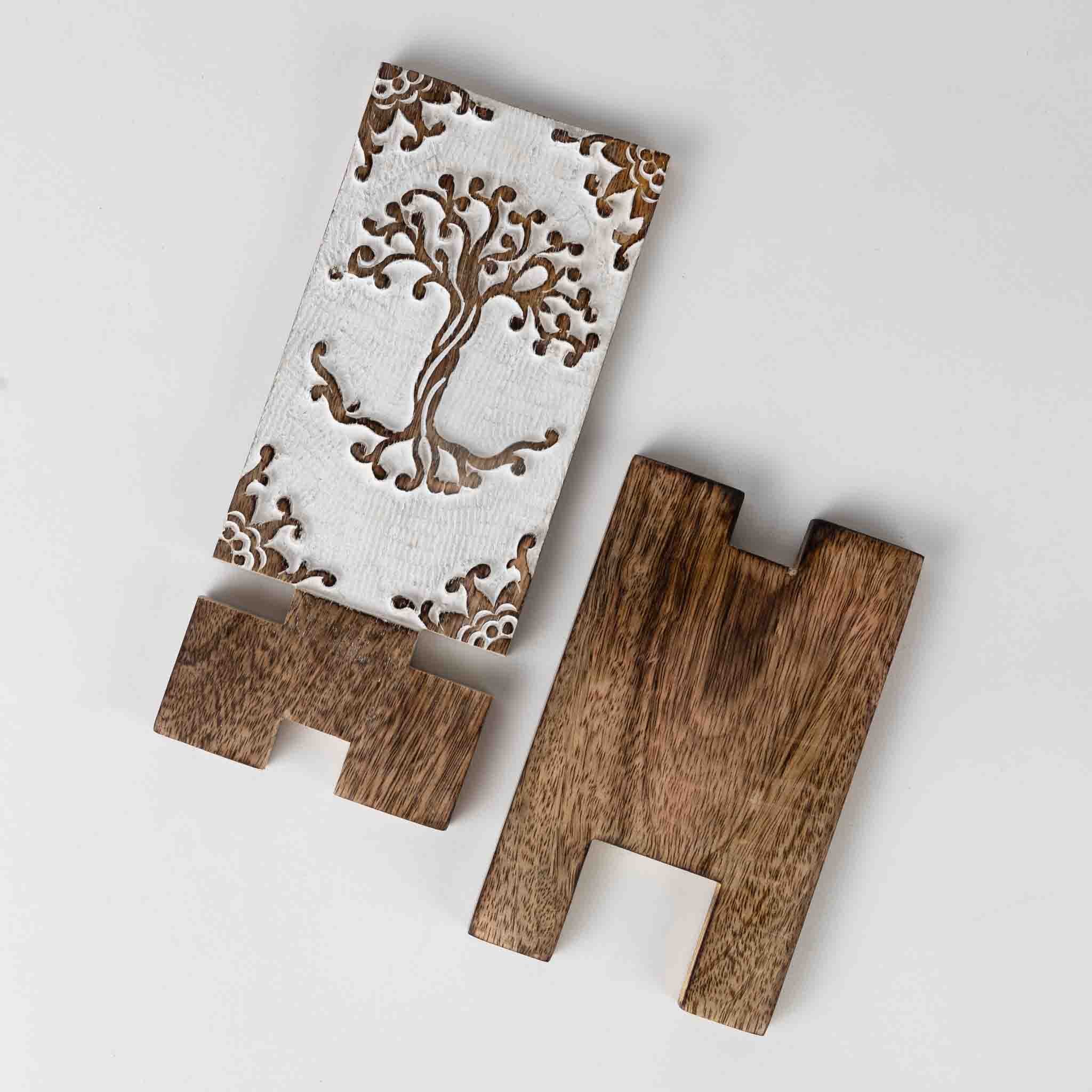 Vasai Mango Wood Phone Stand - Tree of Life - Default Title (6801230)