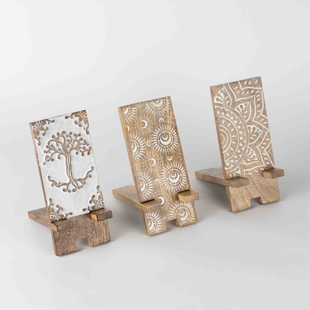 Vasai Mango Wood Phone Stand - Tree of Life - Default Title (6801230)