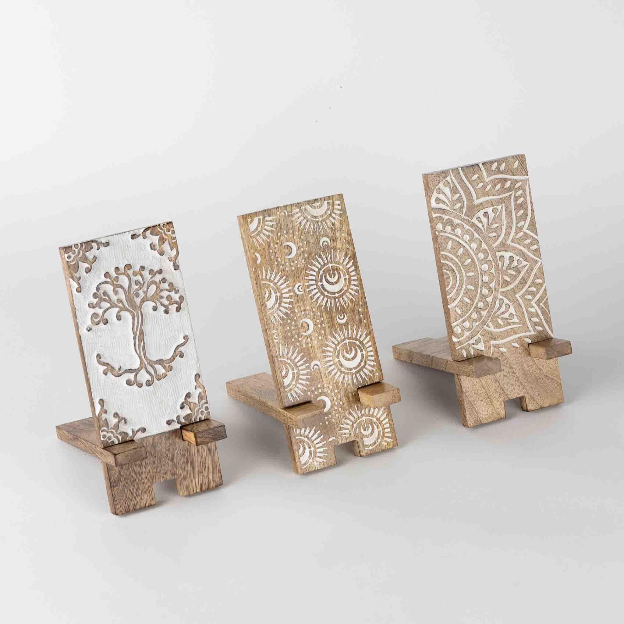 Vasai Mango Wood Phone Stand - Tree of Life - Default Title (6801230)