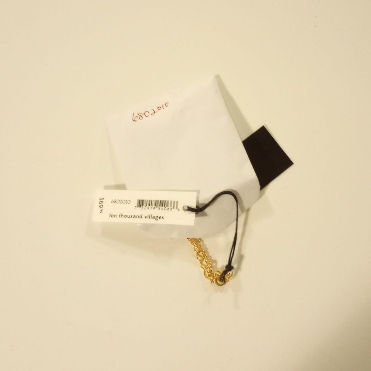 Necklace tiny rect pend garnet/brass 14.5L gld/red