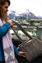 Bag tote w/pocket 14x11 blk/wht