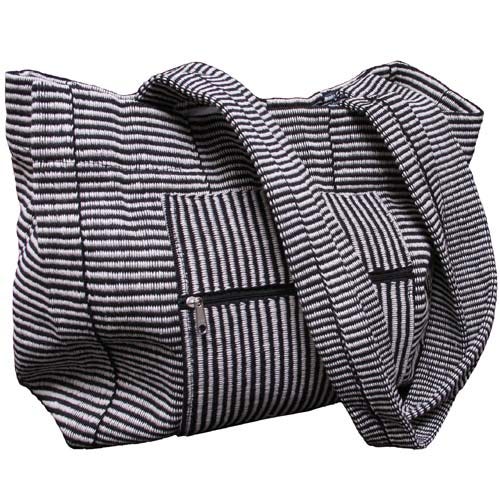 Bag tote w/pocket 14x11 blk/wht
